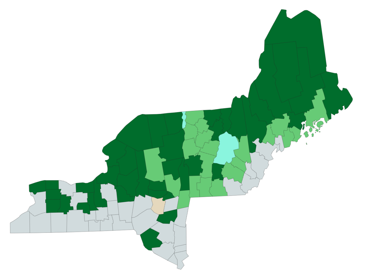 Map of NBRC Counties in Maine, New Hampshire, Vermont and New York